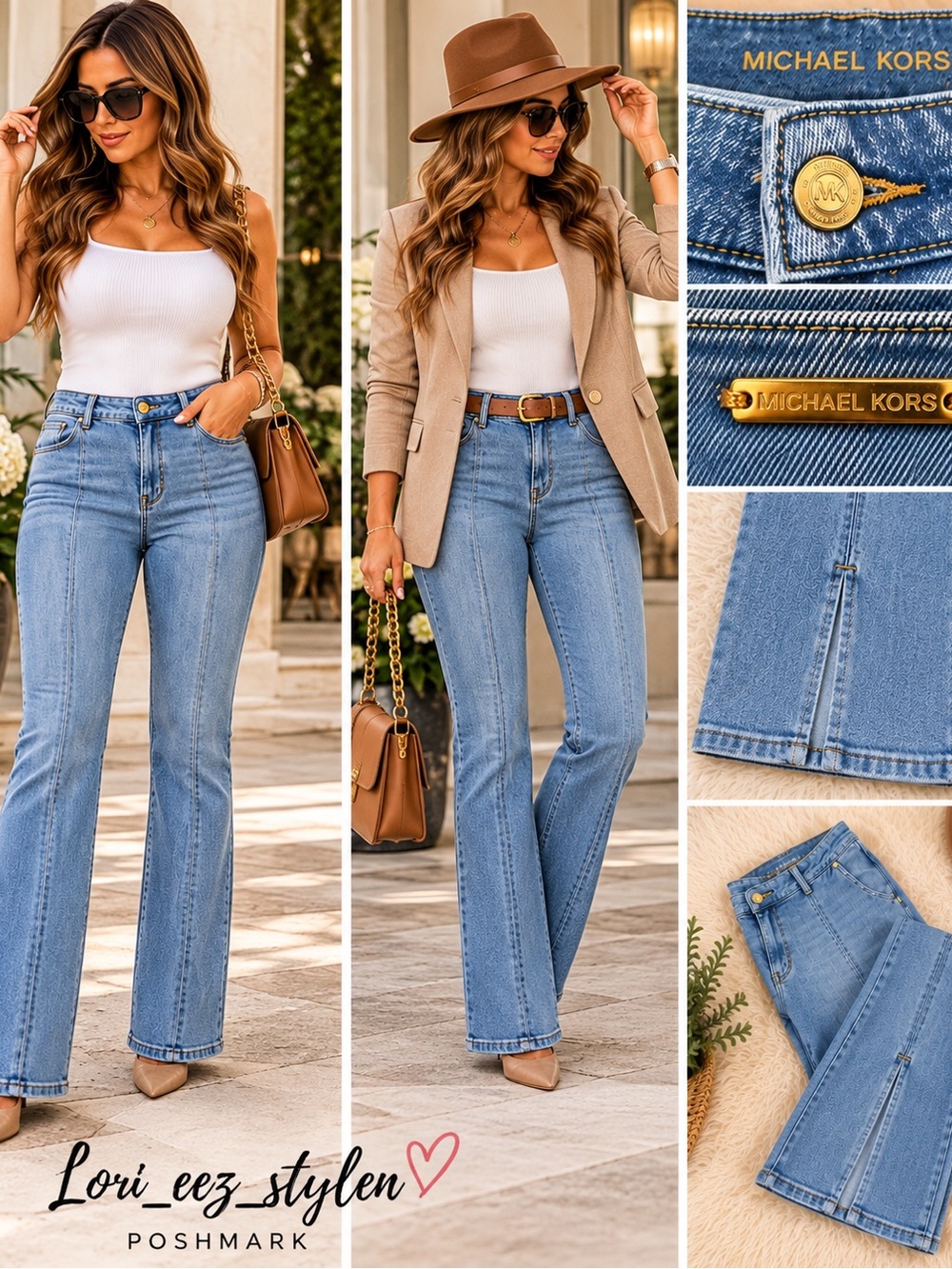 Michael Kors Light Blue Flare Jeans — High-Rise Wide Leg new without tags
